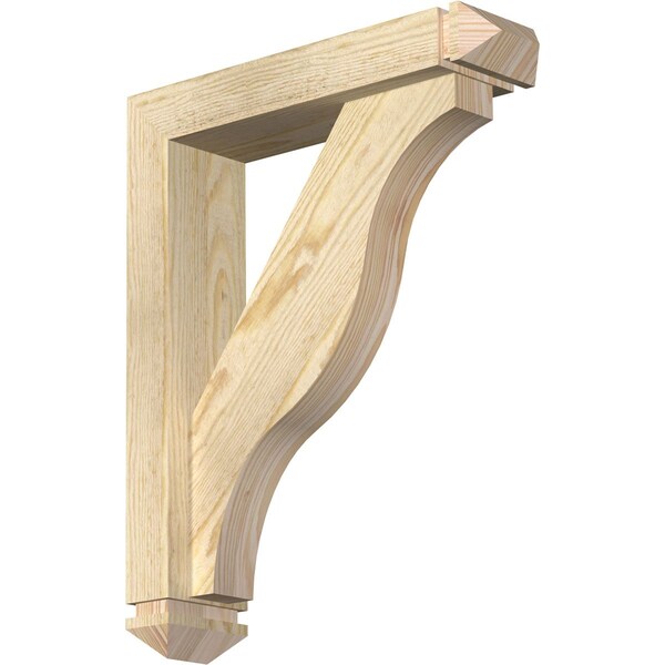 Ekena Millwork Funston Arts and Crafts Rough Sawn Bracket w/ Offset Brace, Douglas Fir, 4"W x 16"D x 20"H BKT0402X16X20FST03RDF - main